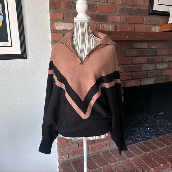 NWT SER.O.YA Abi Oversized Pullover Sweater Brown Black Sz XXS - Picture 5 of 12